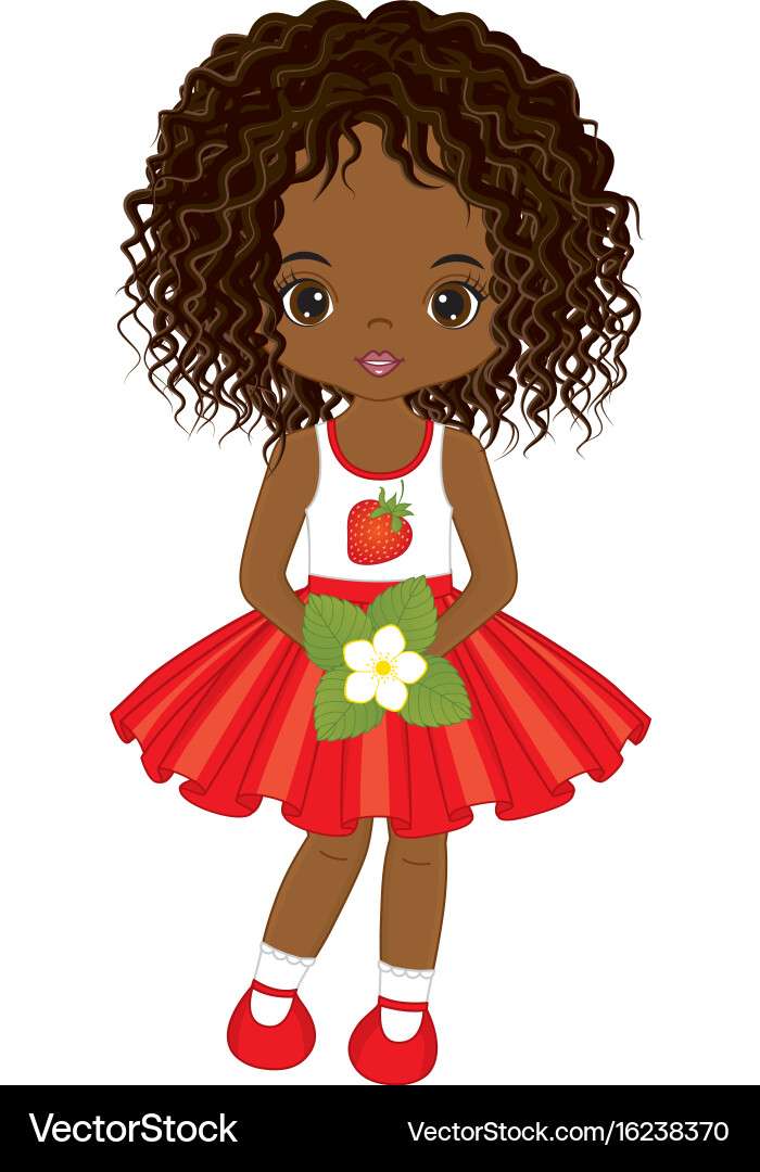 Image vectorielle mignonne petite fille afro-américaine puzzle en ligne