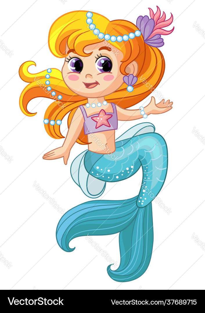 Cute pretty sitting mermaid cartoon vector image jigsaw puzzle online