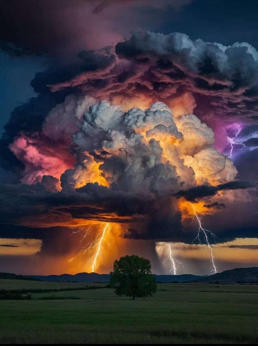 Vista increíble durante una tormenta rompecabezas en línea