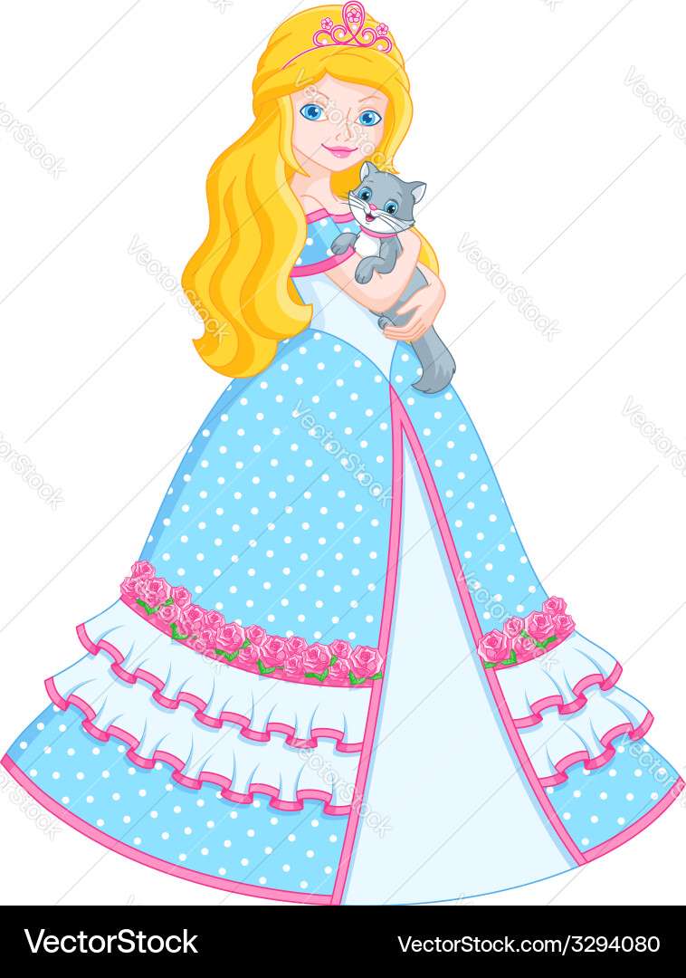 Princesa con imagen vectorial de gato rompecabezas en línea