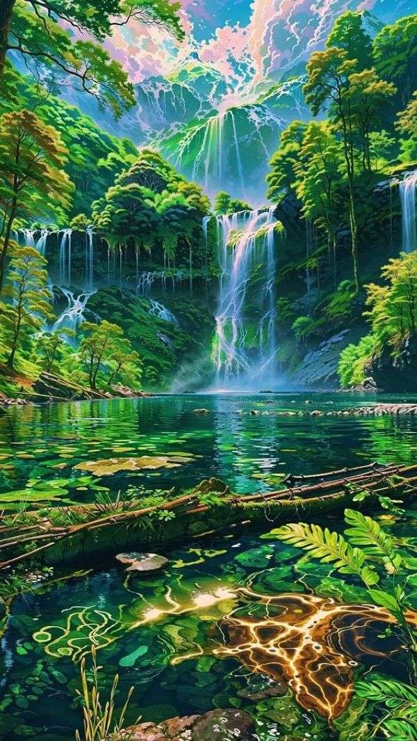 A beautiful waterfall online puzzle