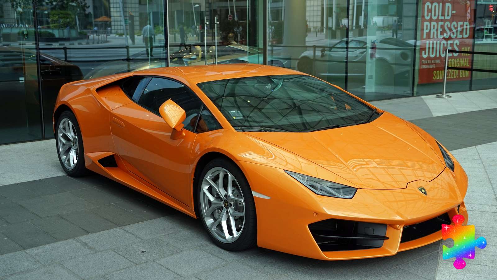 Oranje Lamborghini-sportwagen - Legpuzzel online puzzel