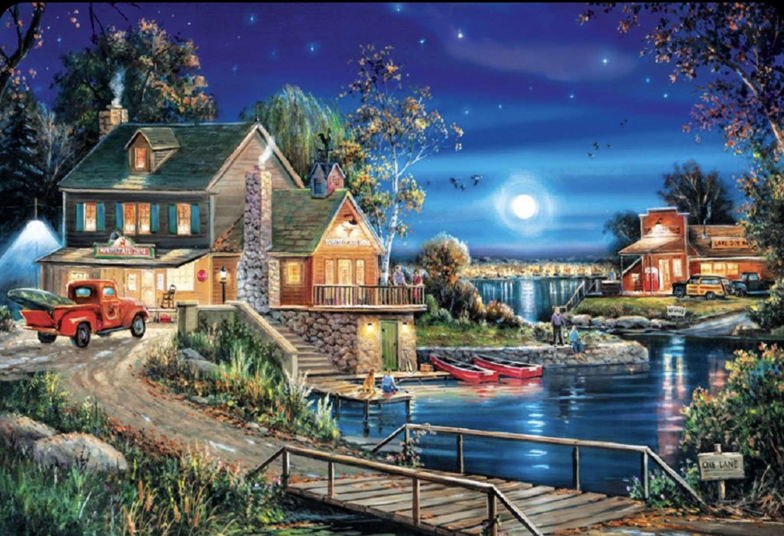 Luna piena sul lago puzzle online