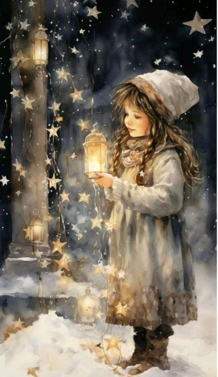 little girl and her garland of stars jigsaw puzzle online