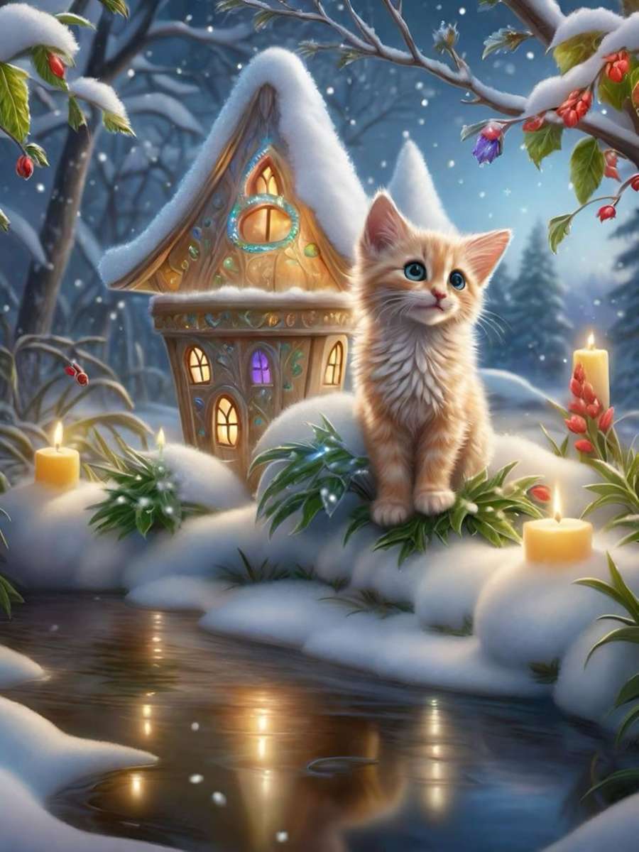 chaton de noël puzzle en ligne