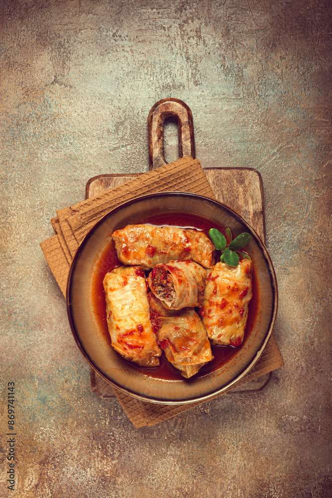 Stuffed cabbage rolls in tomato sauce jigsaw puzzle online