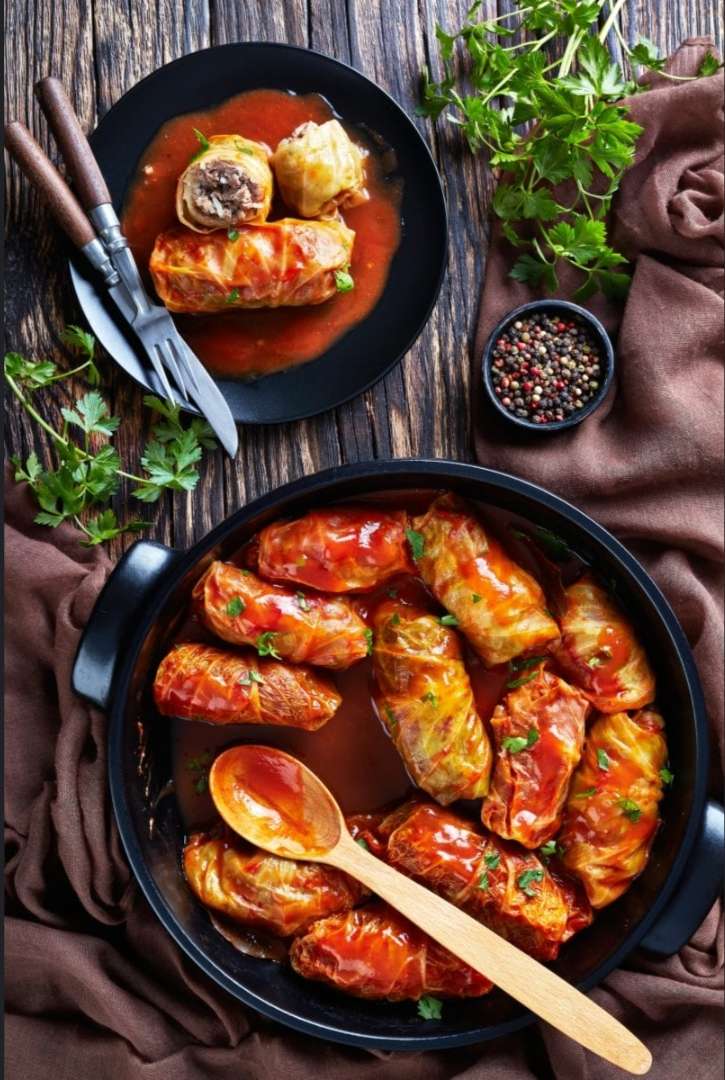 Stuffed cabbage rolls in tomato sauce jigsaw puzzle online