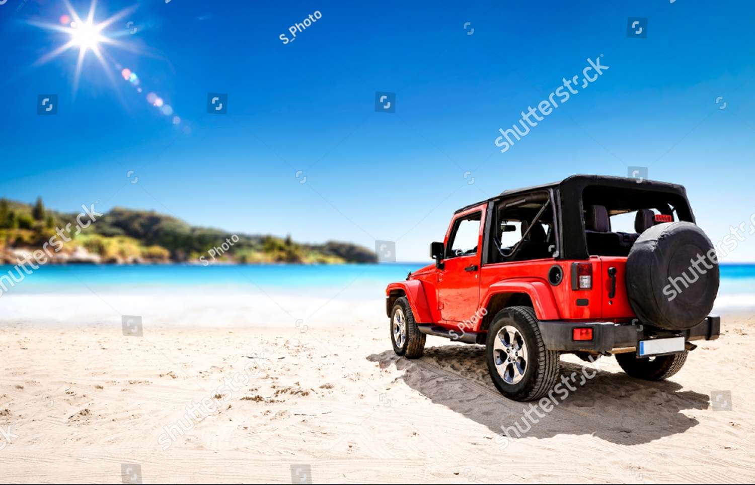 Red Off-Road Car on the Beach online puzzle