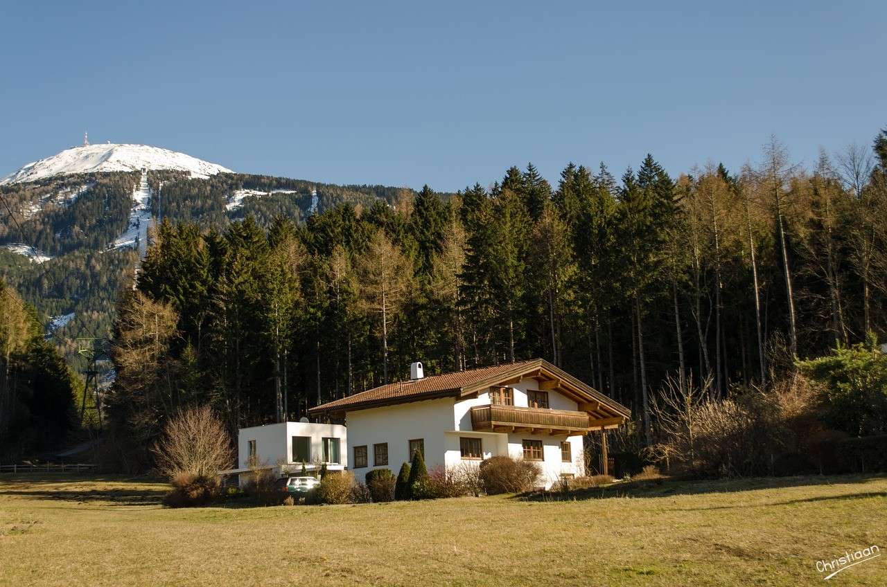 Casa, paisagem montanhosa, montanhas. quebra-cabeças online