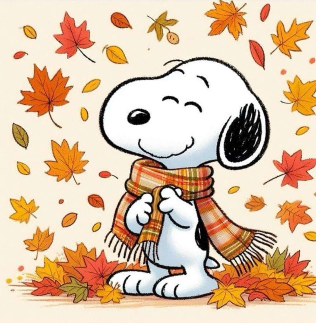 Snoopy geniet van alle seizoenen, vooral de herfst legpuzzel online