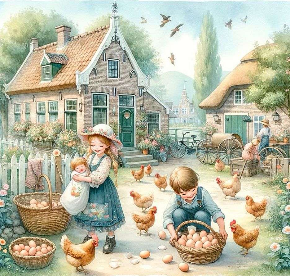 Kids at Chicken Farm jigsaw puzzle online