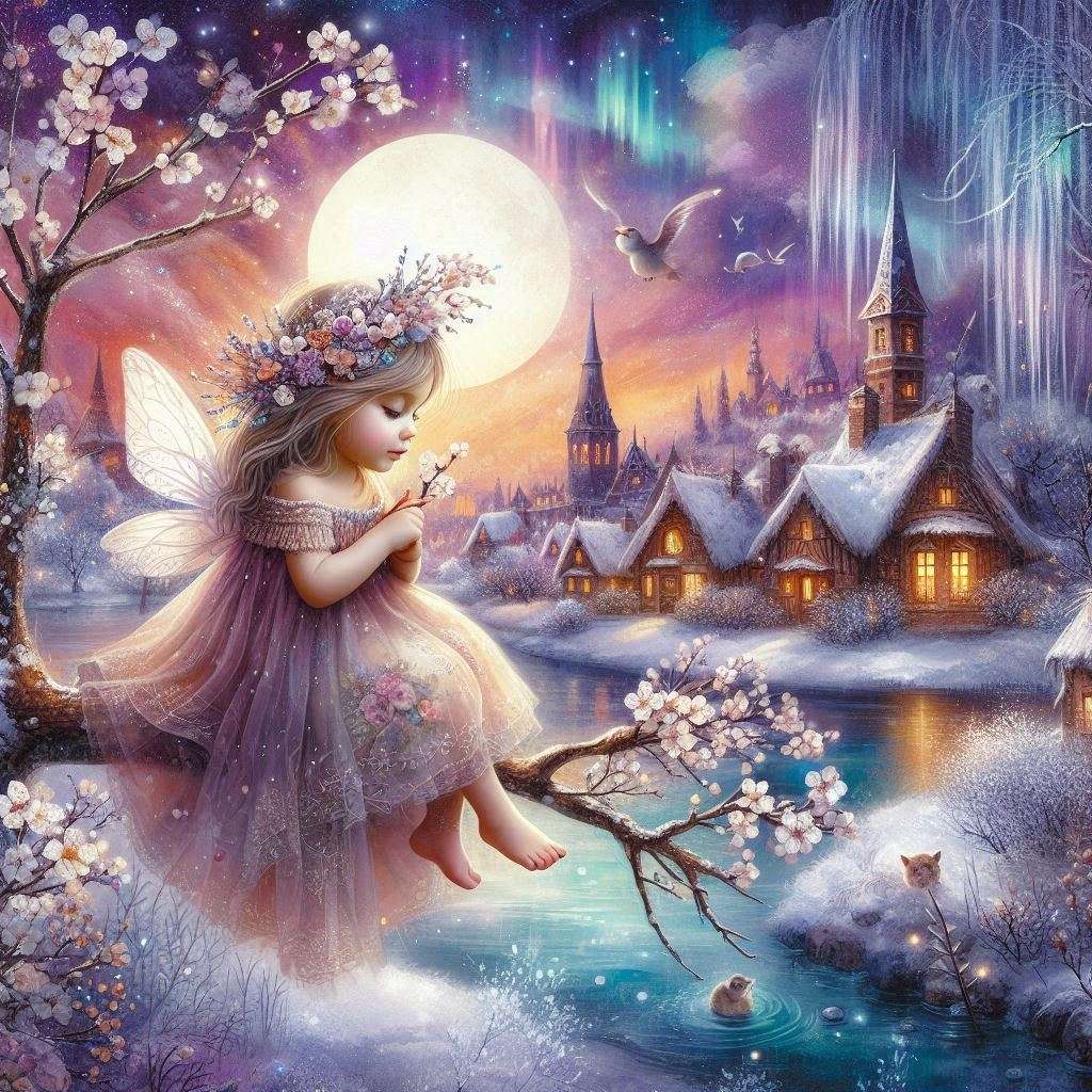 Fairy on a tree branch jigsaw puzzle online