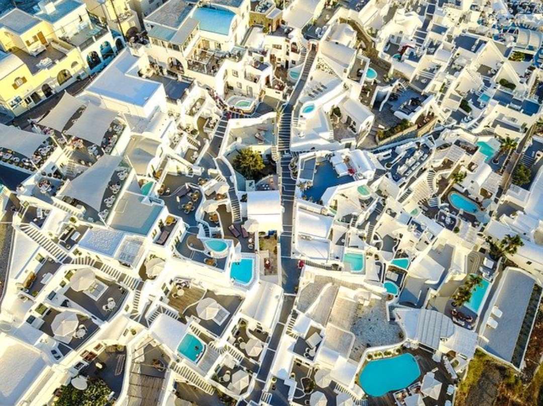 Vedere Aeriană Caselor Albe Santorini Grecia puzzle online