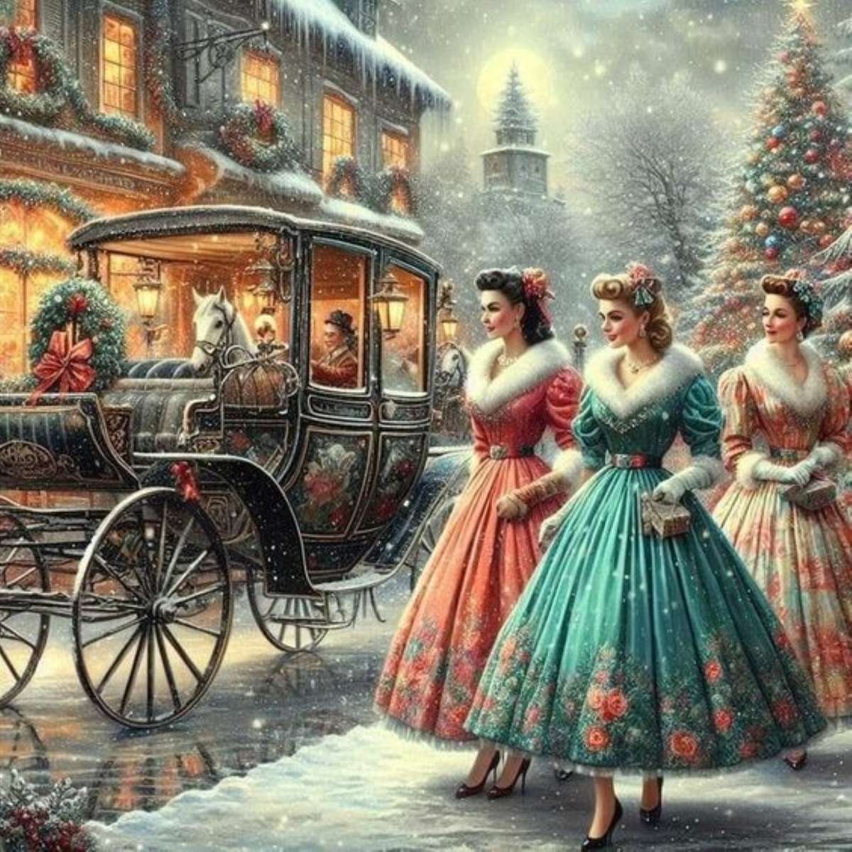 giovani donne eleganti a natale puzzle online