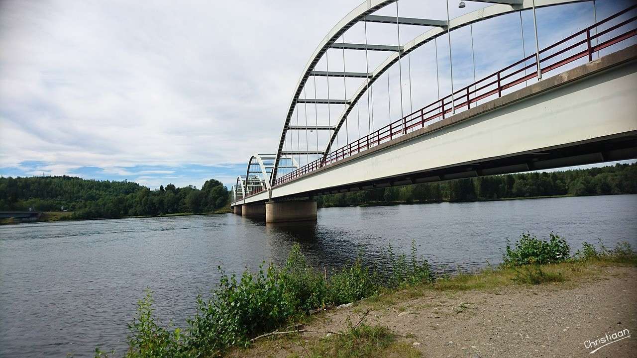 Bridge, River, Clouds, Nature. online puzzle