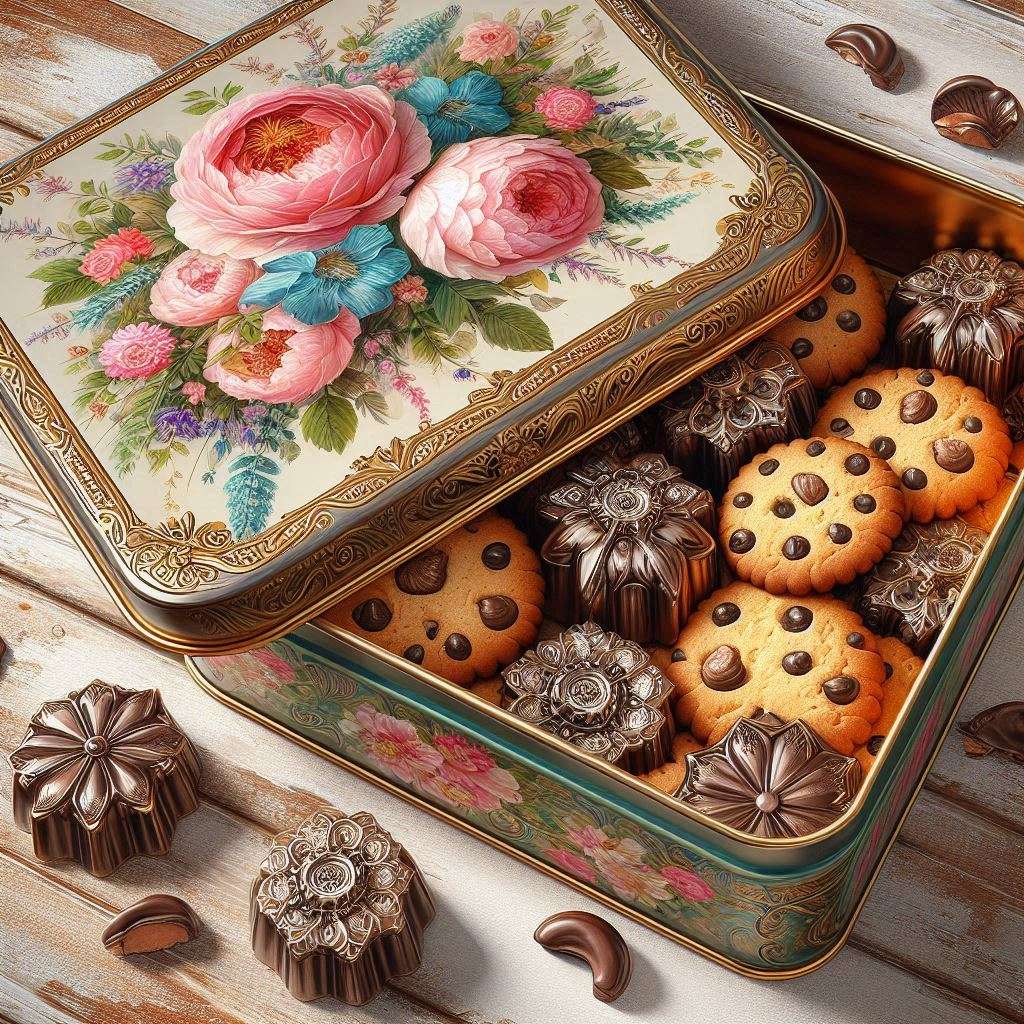 Caja vintage de galletas rompecabezas en línea