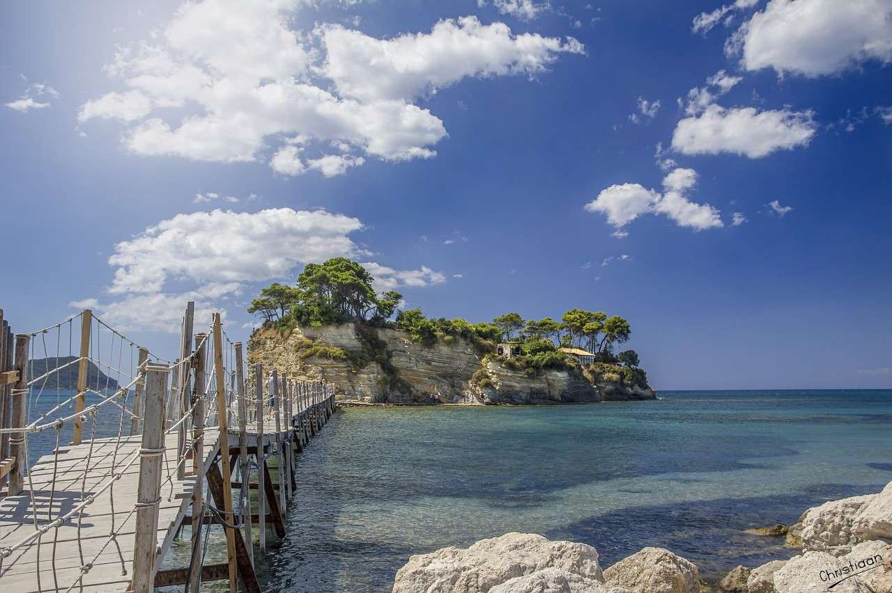 Isla, Puente, Mar, Playa, Océano. rompecabezas en línea