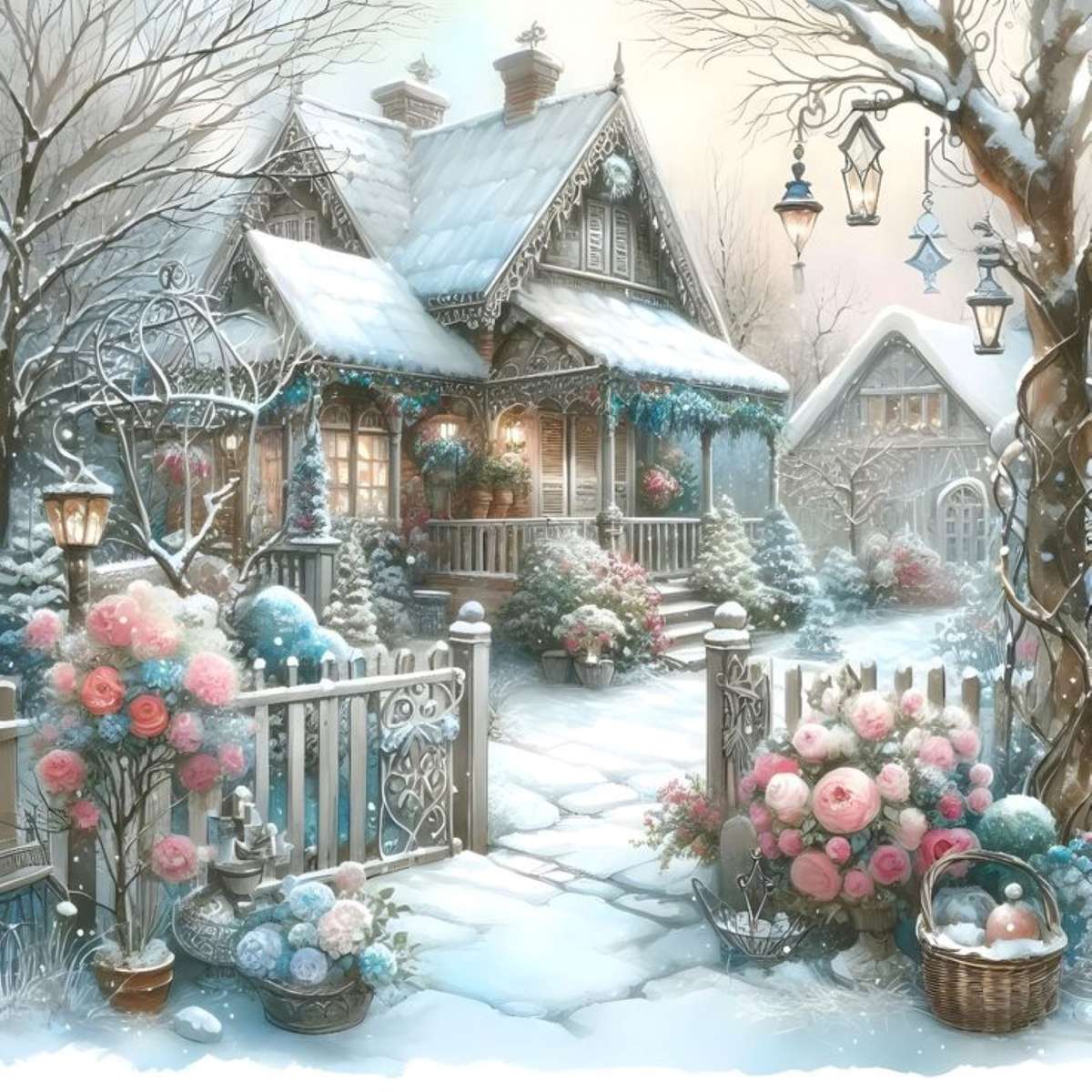 casa e giardino innevati puzzle online