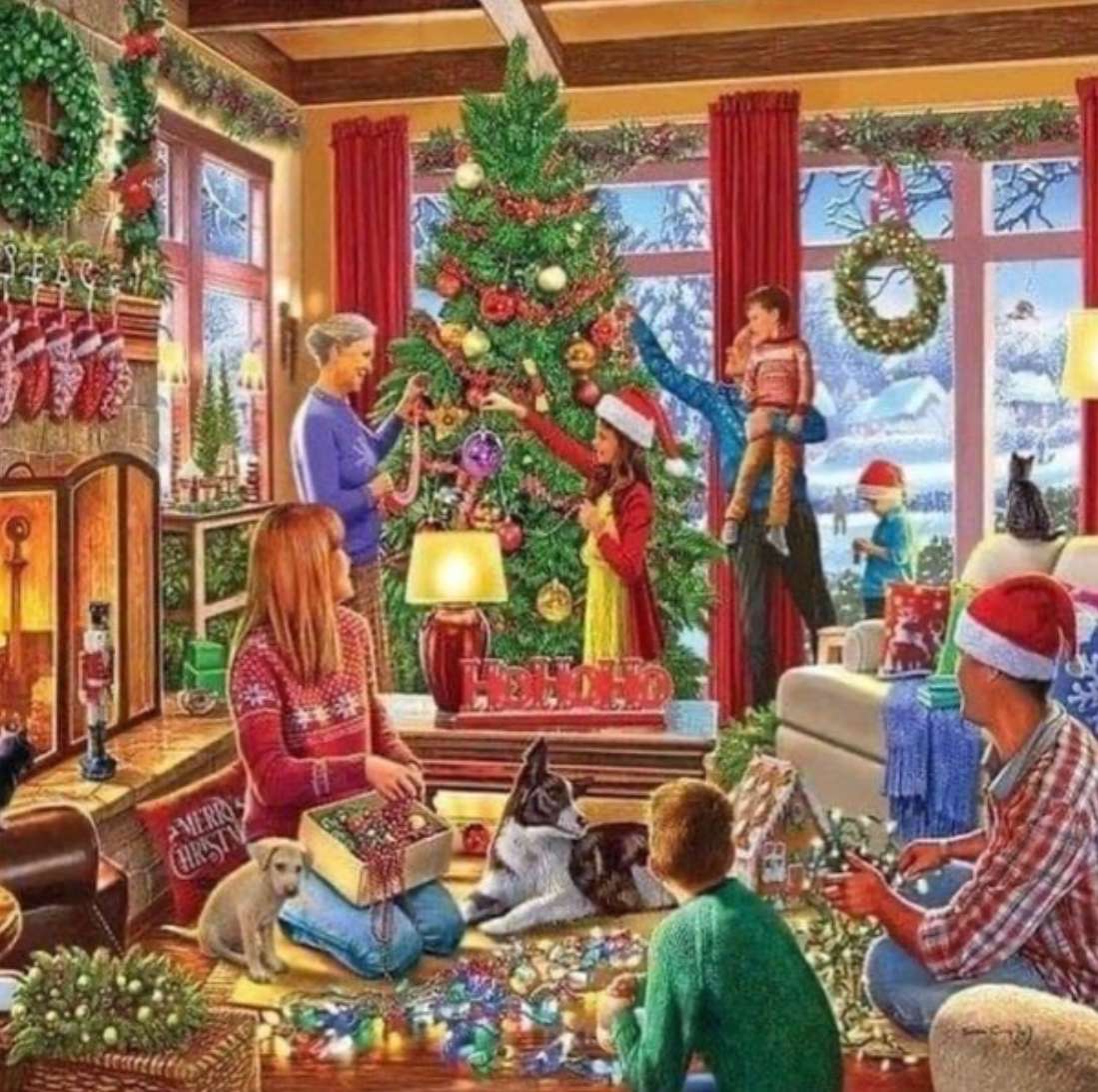 Decorare l'albero di Natale della famiglia puzzle online