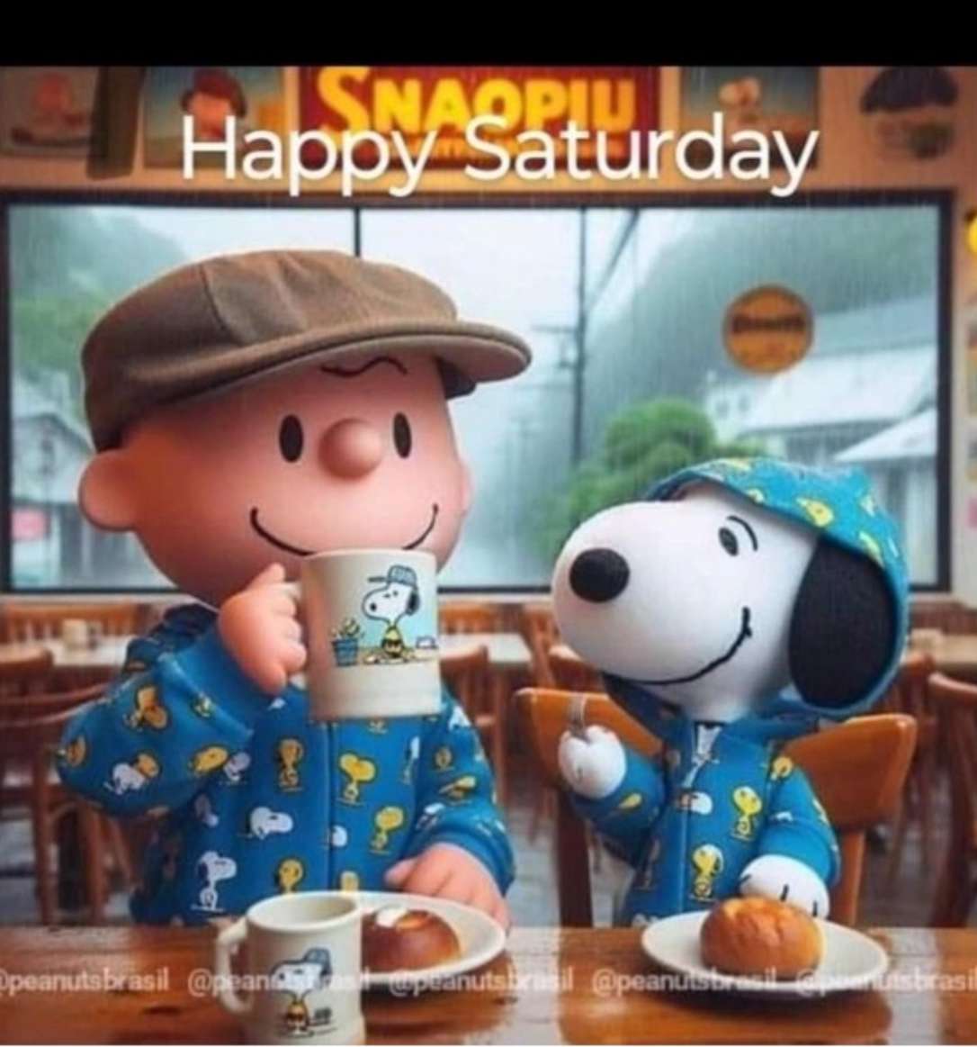 Charlie und Snoopy genießen Kaffee und…. Online-Puzzle