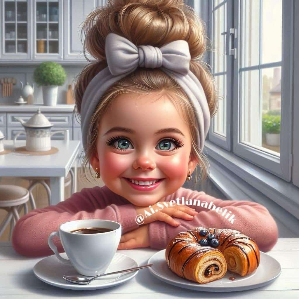 Ragazza con caffè e torta puzzle online