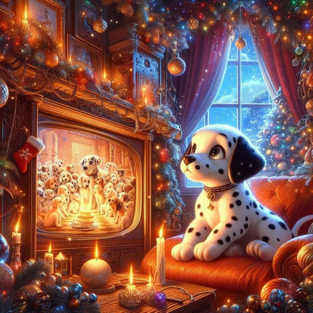 a dalmatian at christmas jigsaw puzzle online