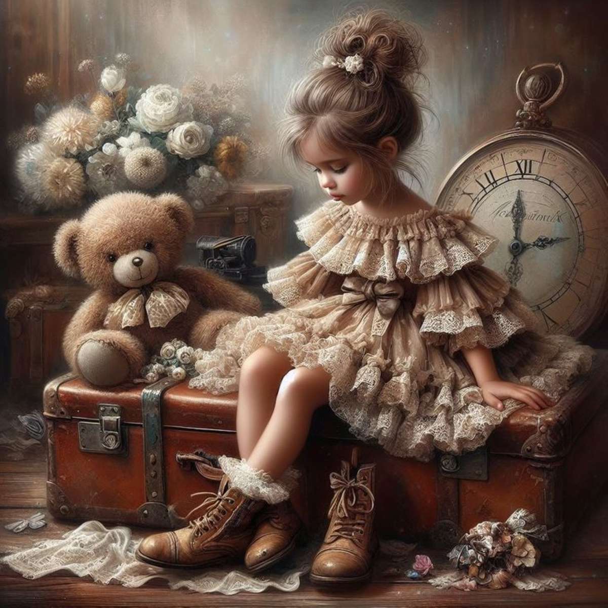 ładna dziewczynka jest znudzona puzzle online