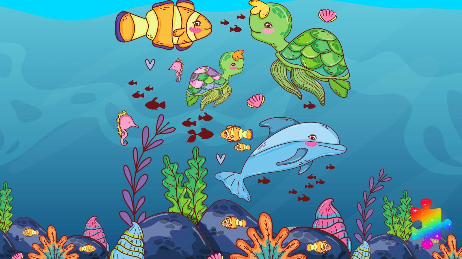 Happy Sea Animals online puzzle