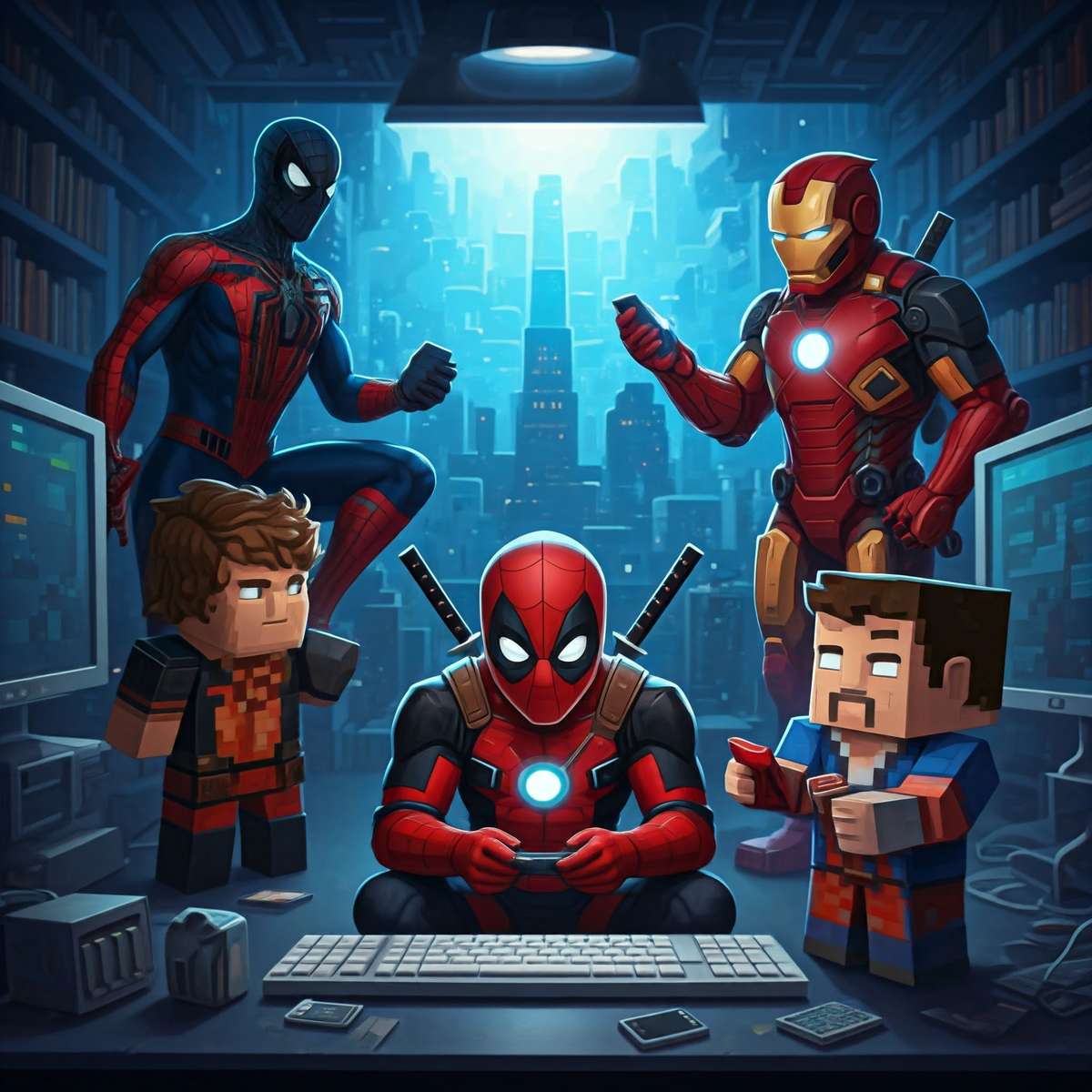 Spiderman, ironman och deadpool Pussel online