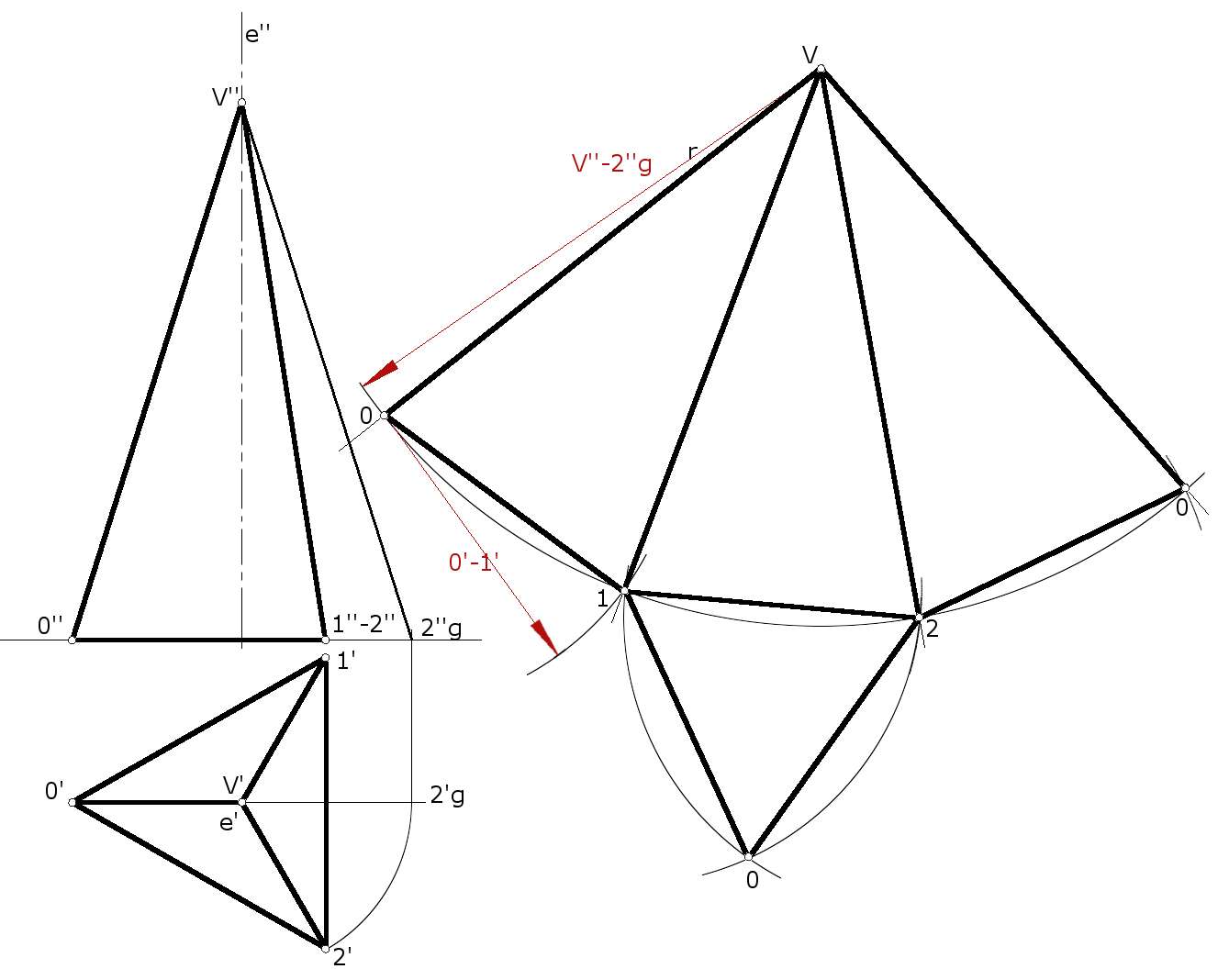 Dreieckspyramide mit Fläche und Volumen Online-Puzzle