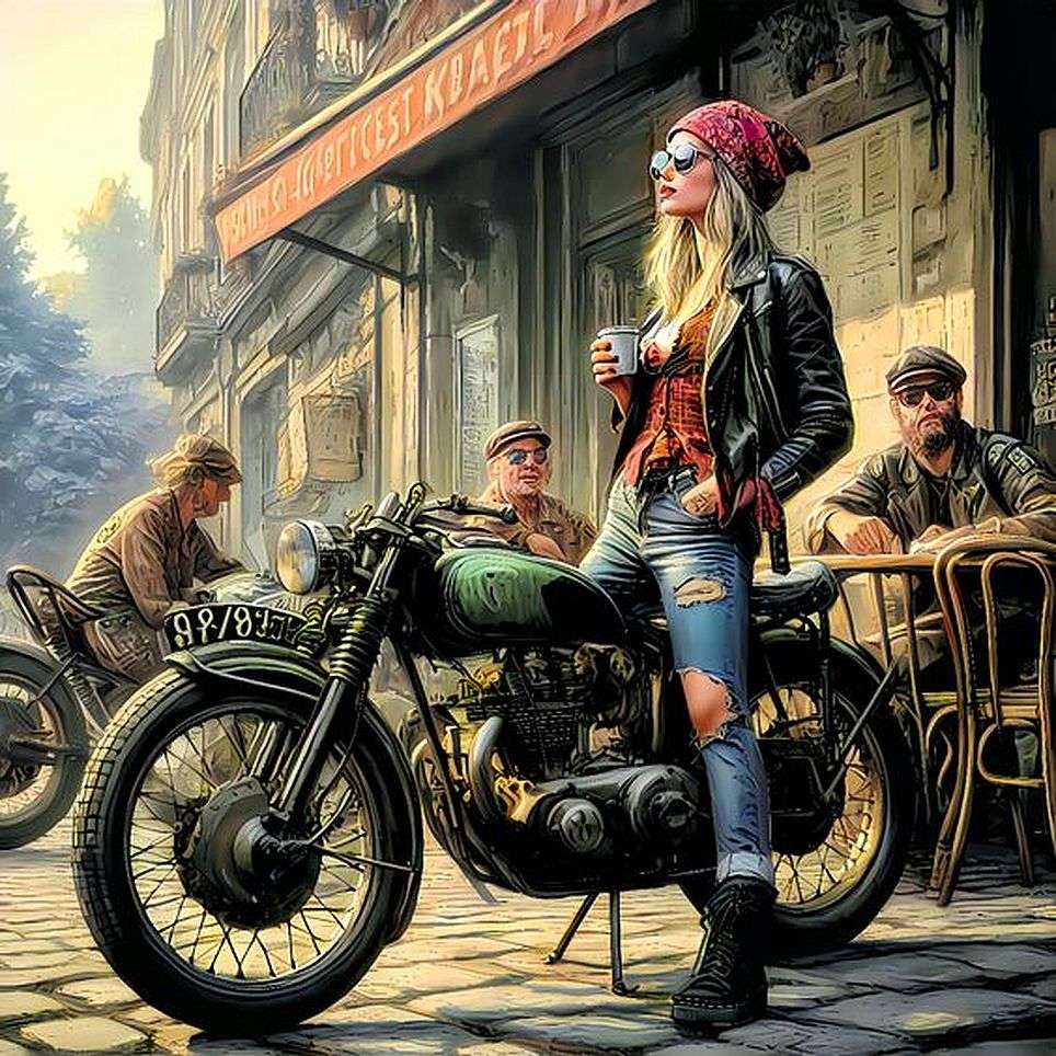 Fata motociclistă jigsaw puzzle online