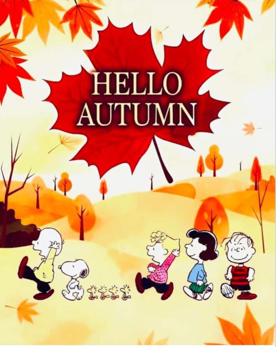 Charlie and the gang parade through the leaves. online puzzle