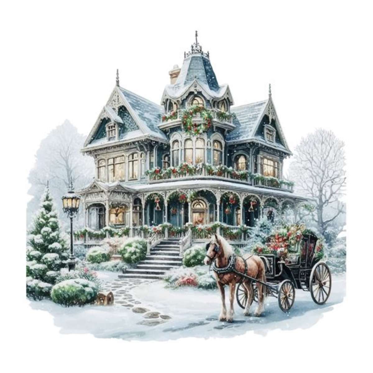 Victoriaans huis met Kerstmis online puzzel