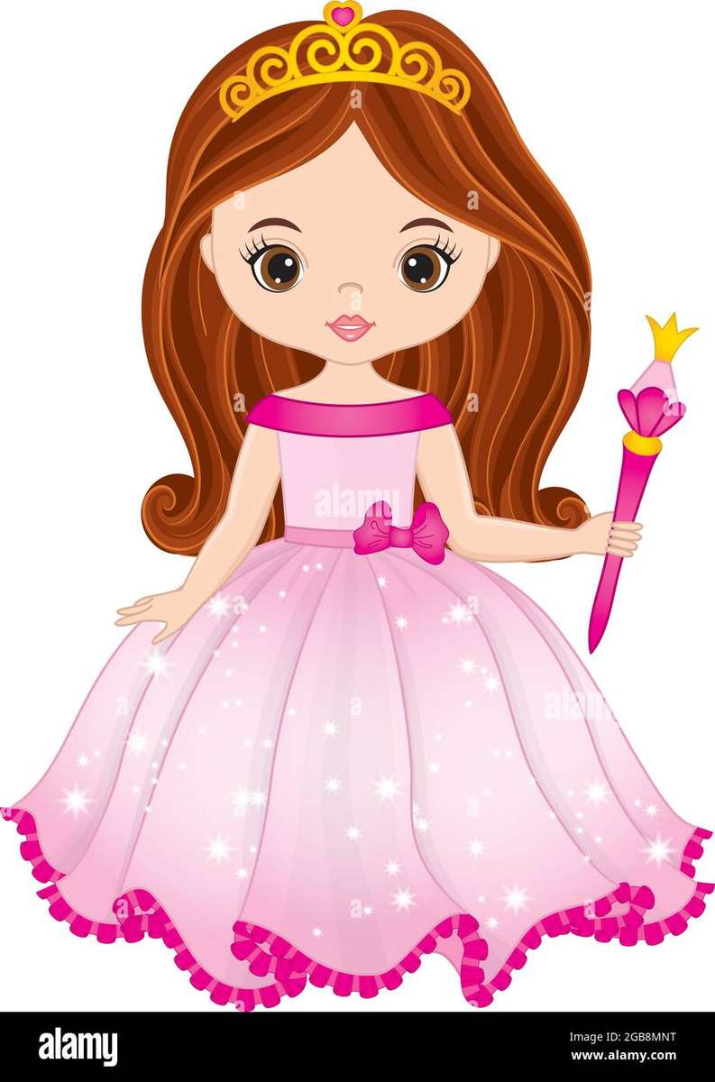 Vector hermosa princesa con vestido rosa y T rompecabezas en línea