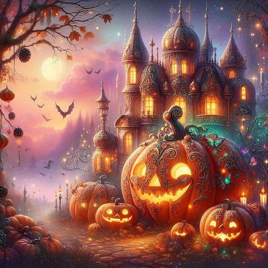 Halloweenský hrad online puzzle