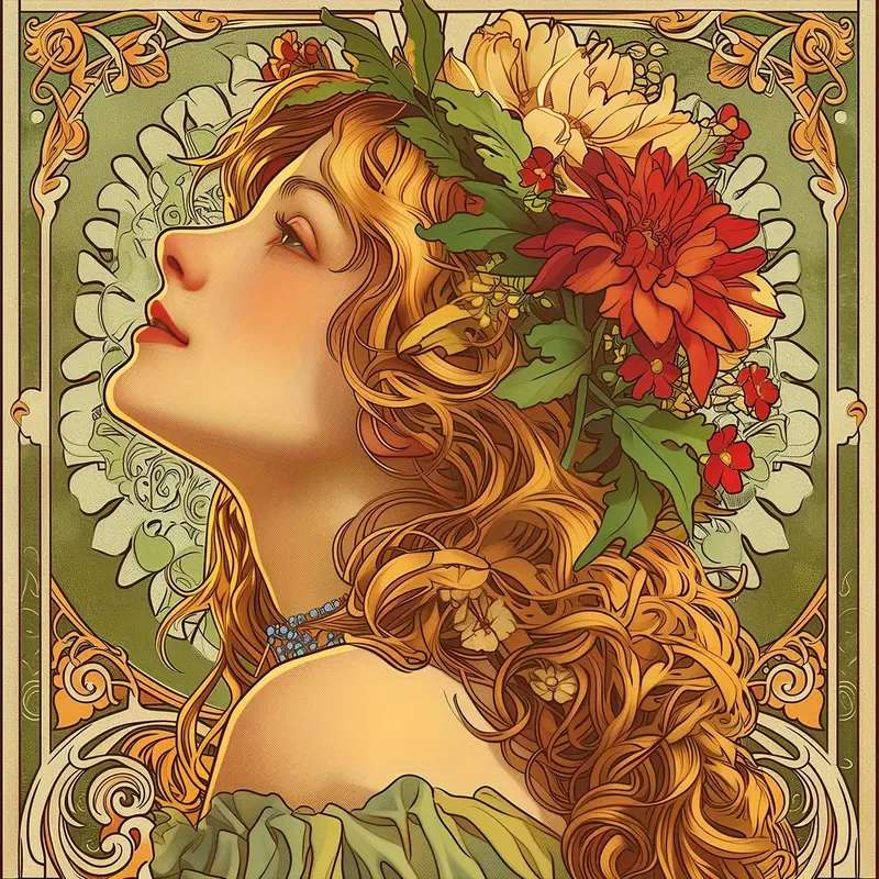 tête de femme - art nouveau puzzle en ligne