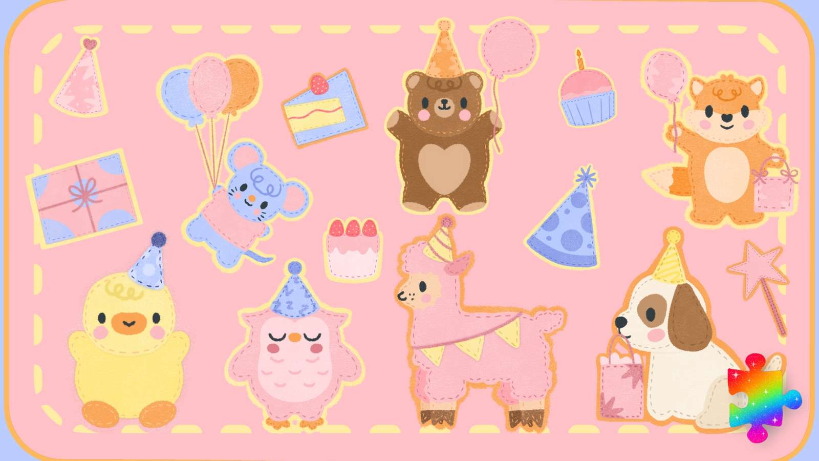 Cutesy Animal Party пазл онлайн