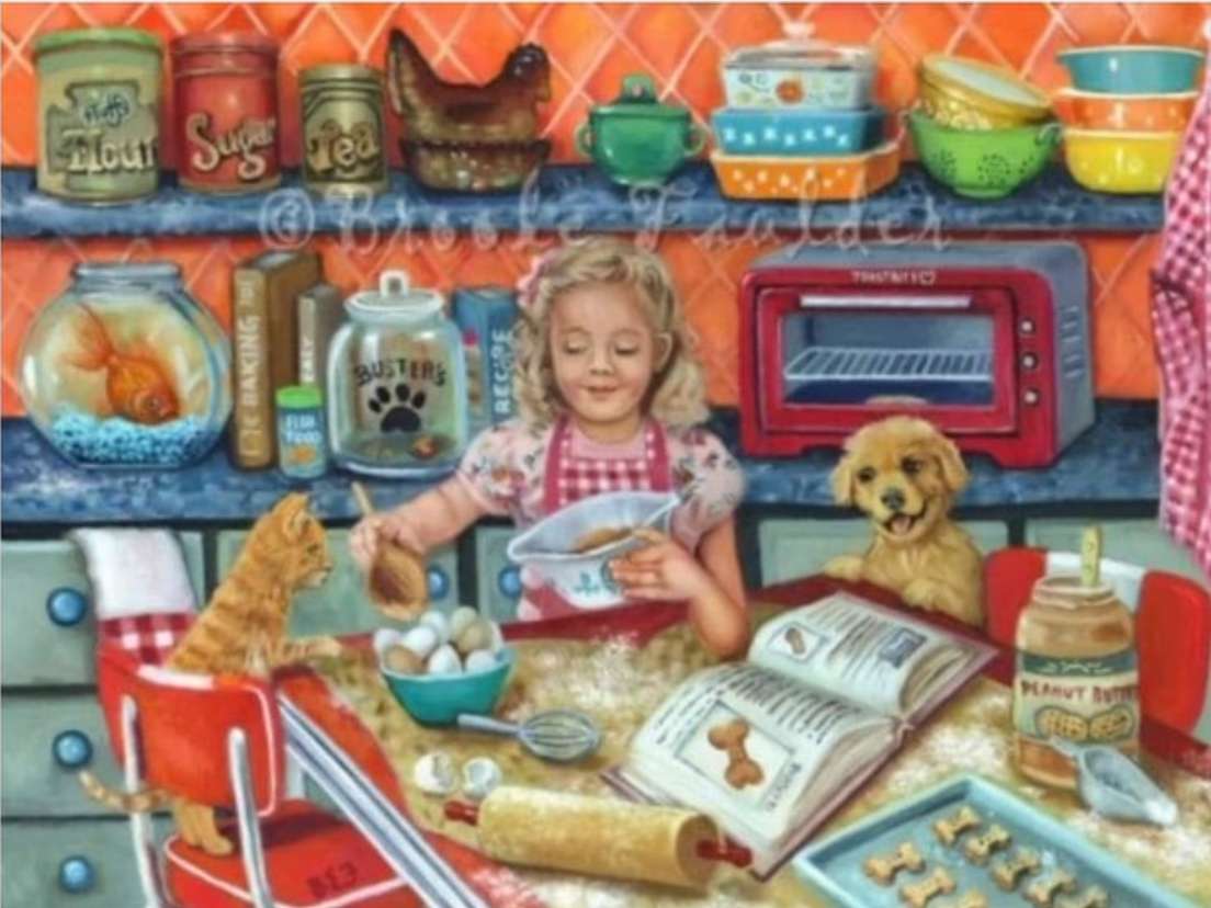 Pasti per animali domestici in cucina. puzzle online