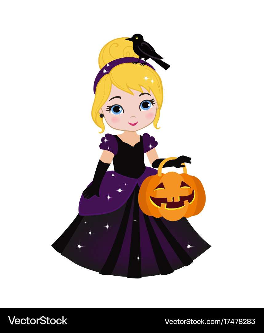 Beautiful halloween princess Royalty Free Vector I online puzzle