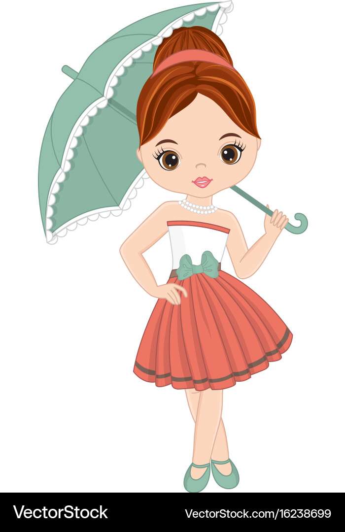 Cute little girl in retro style vector image jigsaw puzzle online