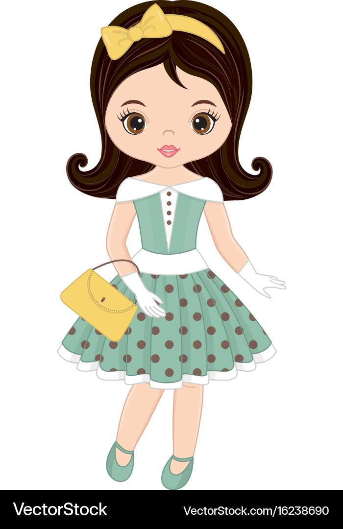 Cute little girl in retro style vector image online puzzle