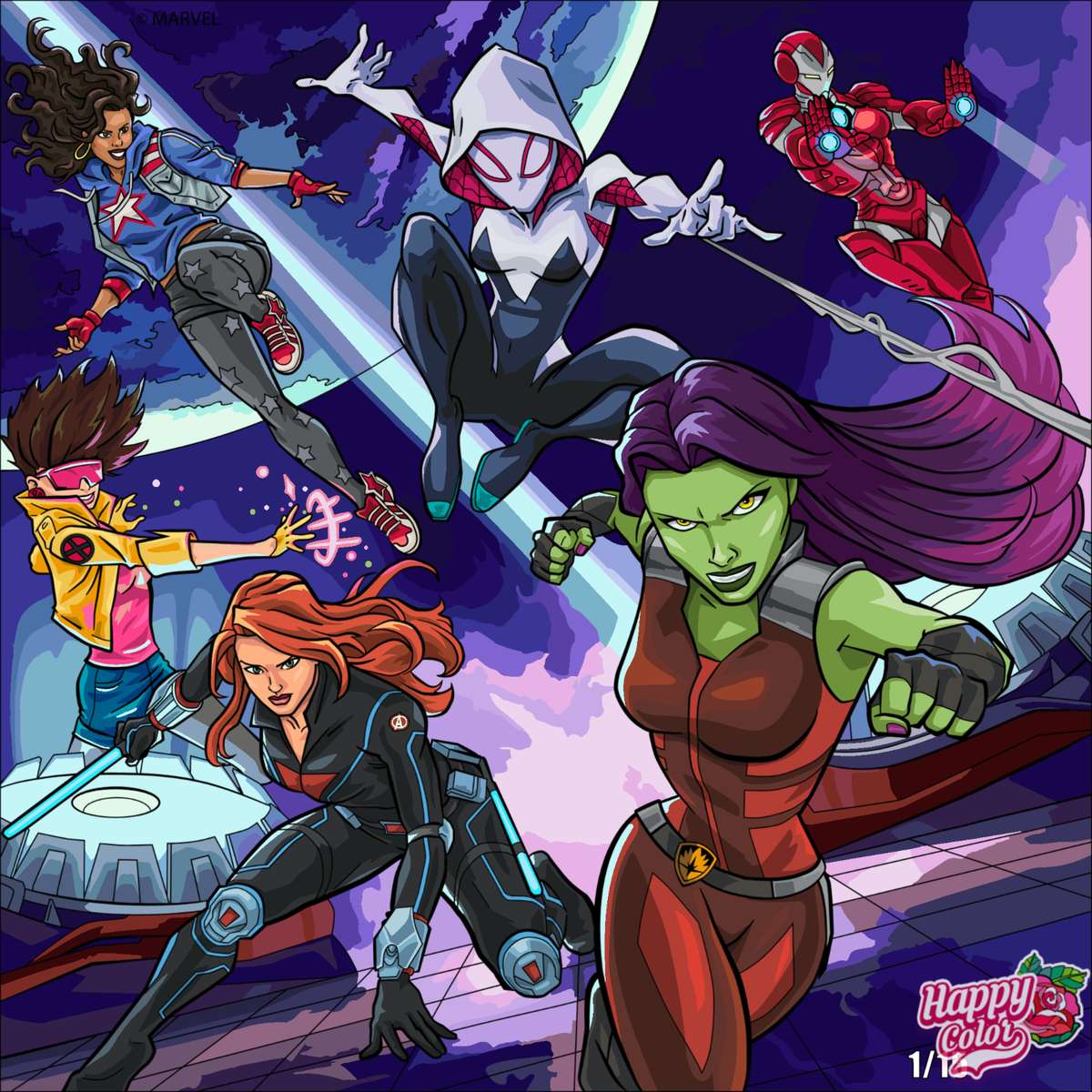 Anime women from Marvel online puzzle