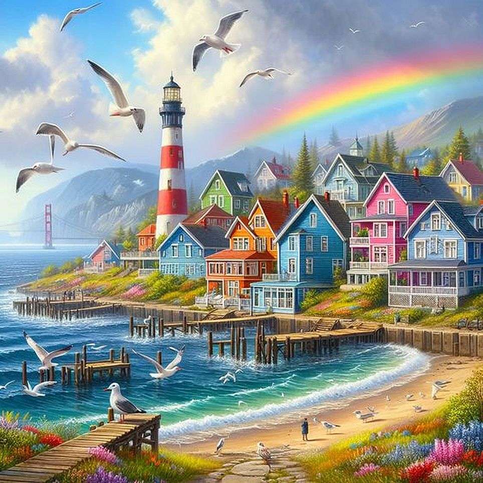 Arcobaleno in riva al mare puzzle online