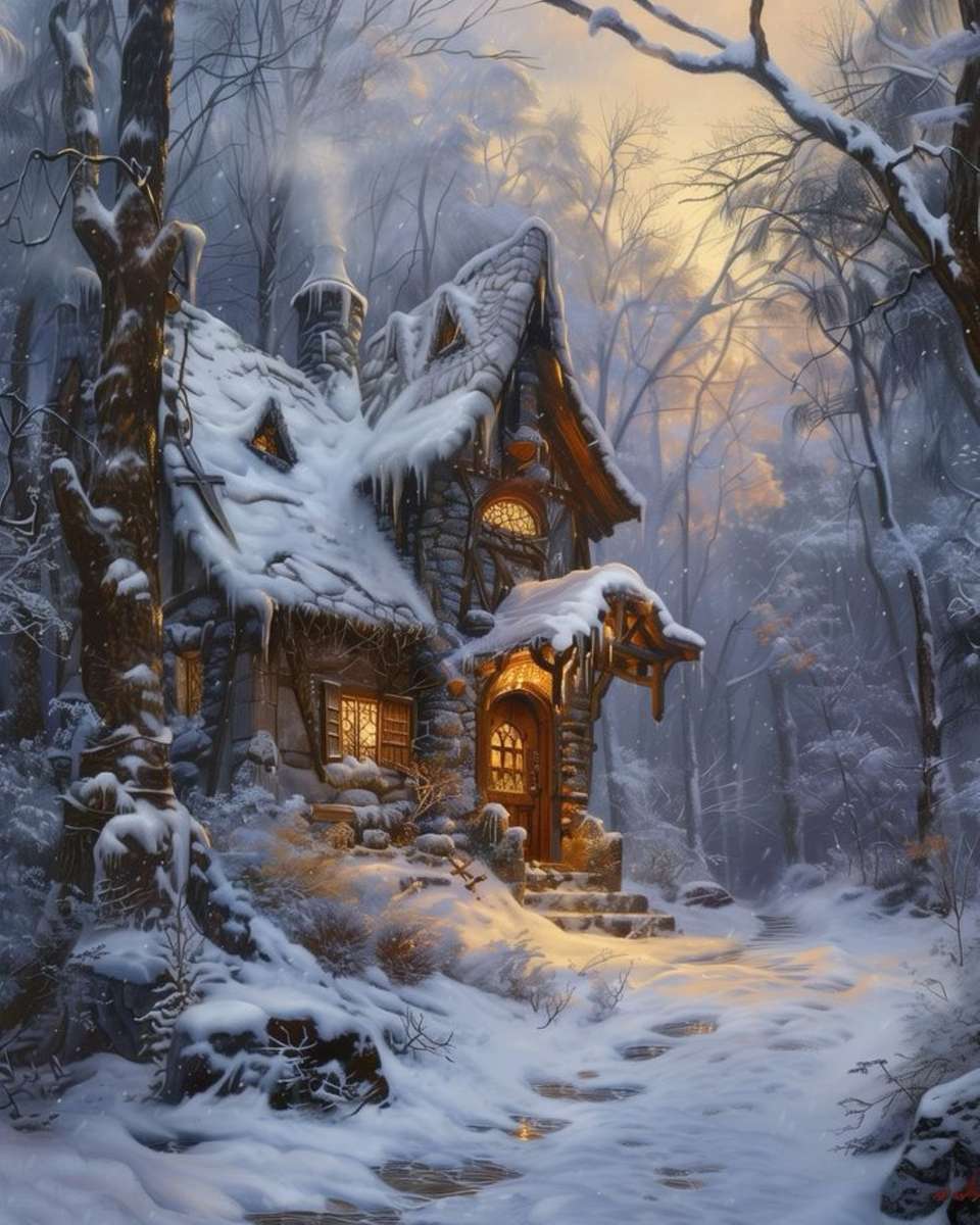 house in the snowy forest jigsaw puzzle online