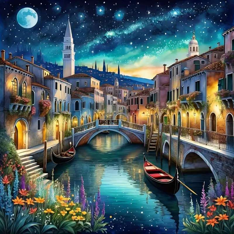 ville romantique la nuit puzzle en ligne