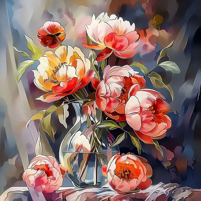 pivoines pittoresques dans un vase puzzle en ligne