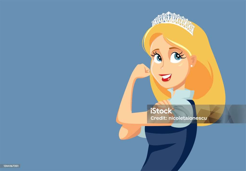 Silná feministická princezna vektorové kreslené ilustrace online puzzle