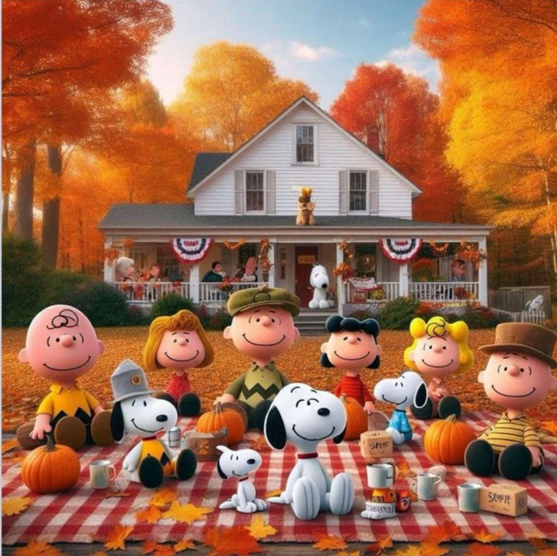 Foto de otoño de Snoopy y la pandilla rompecabezas en línea