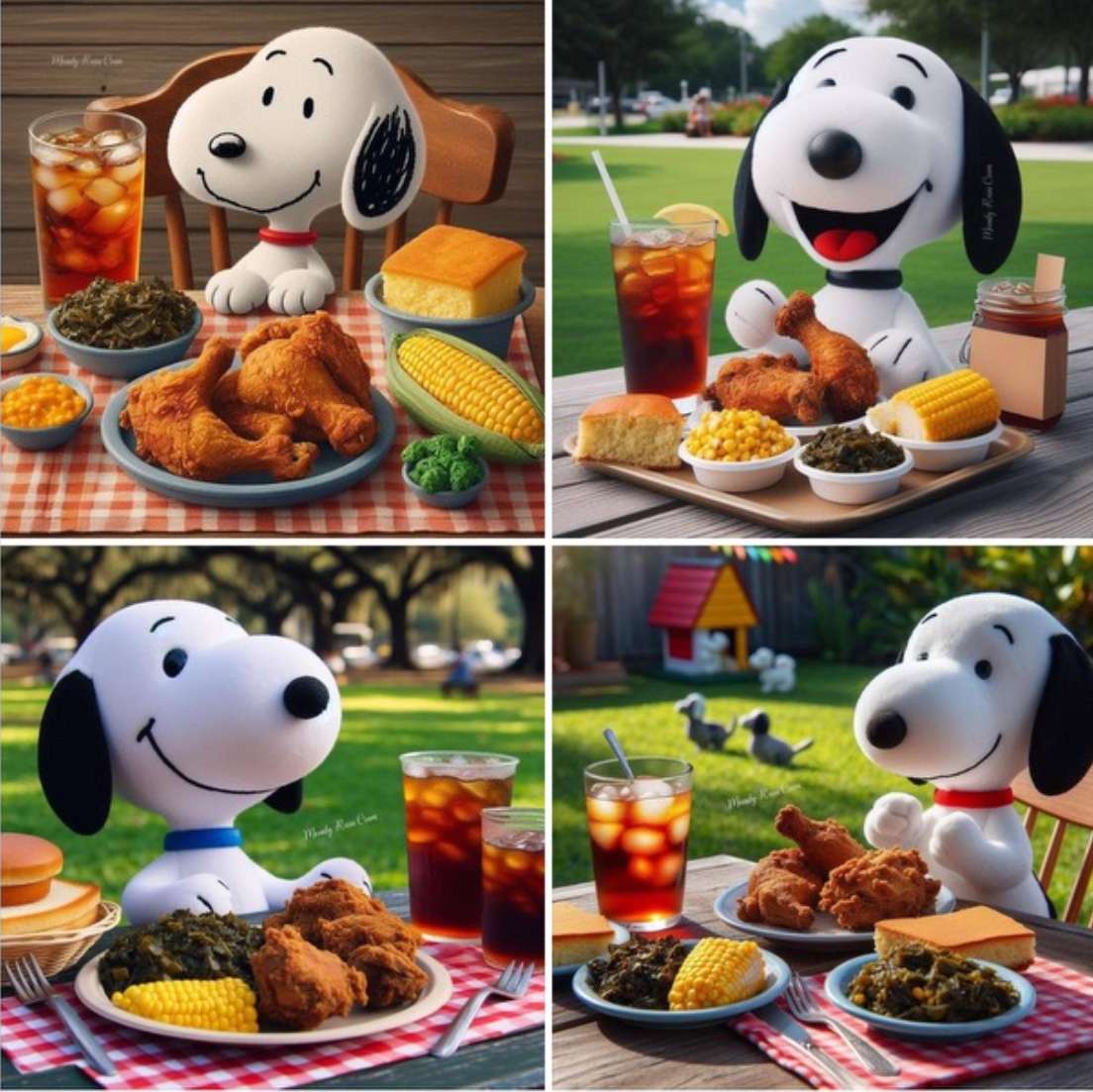 Snoopy è felice con il cibo del sud puzzle online