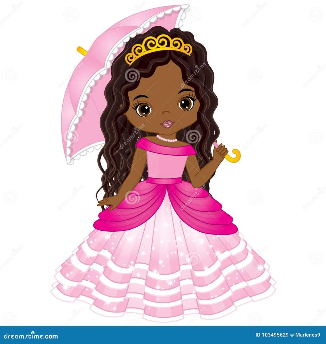 Vector linda princesa afro-americana em rosa quebra-cabeças online